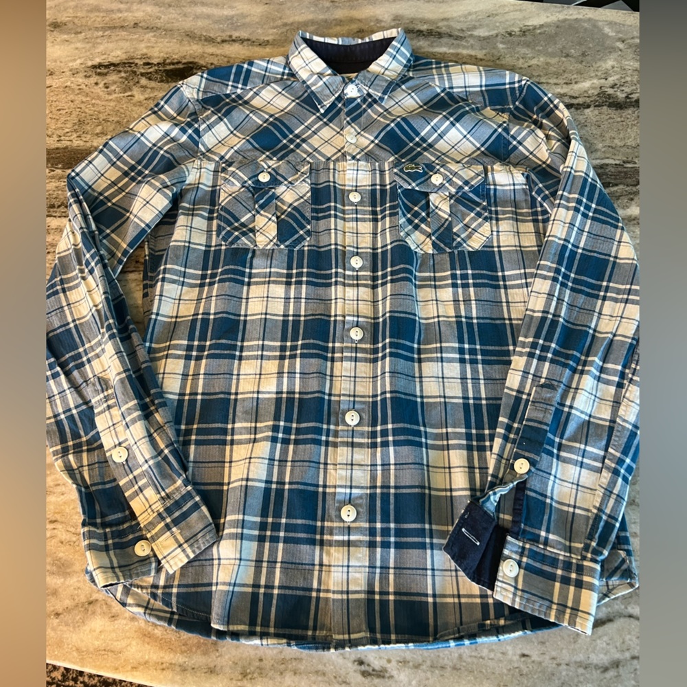 Lacoste plaid slim fit size 38 button down shirt